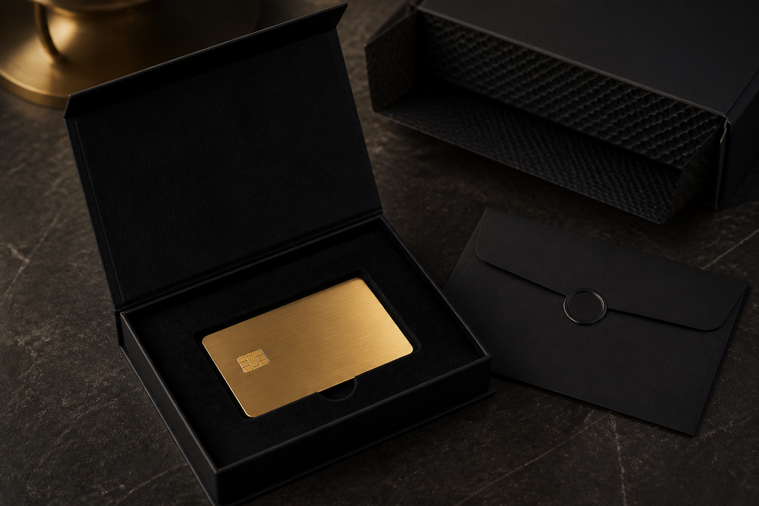 Premium presentation packaging for a metal card